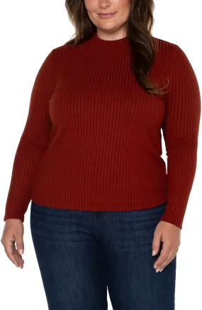 MOCK NECK LONG SLEEVE KNIT TOP