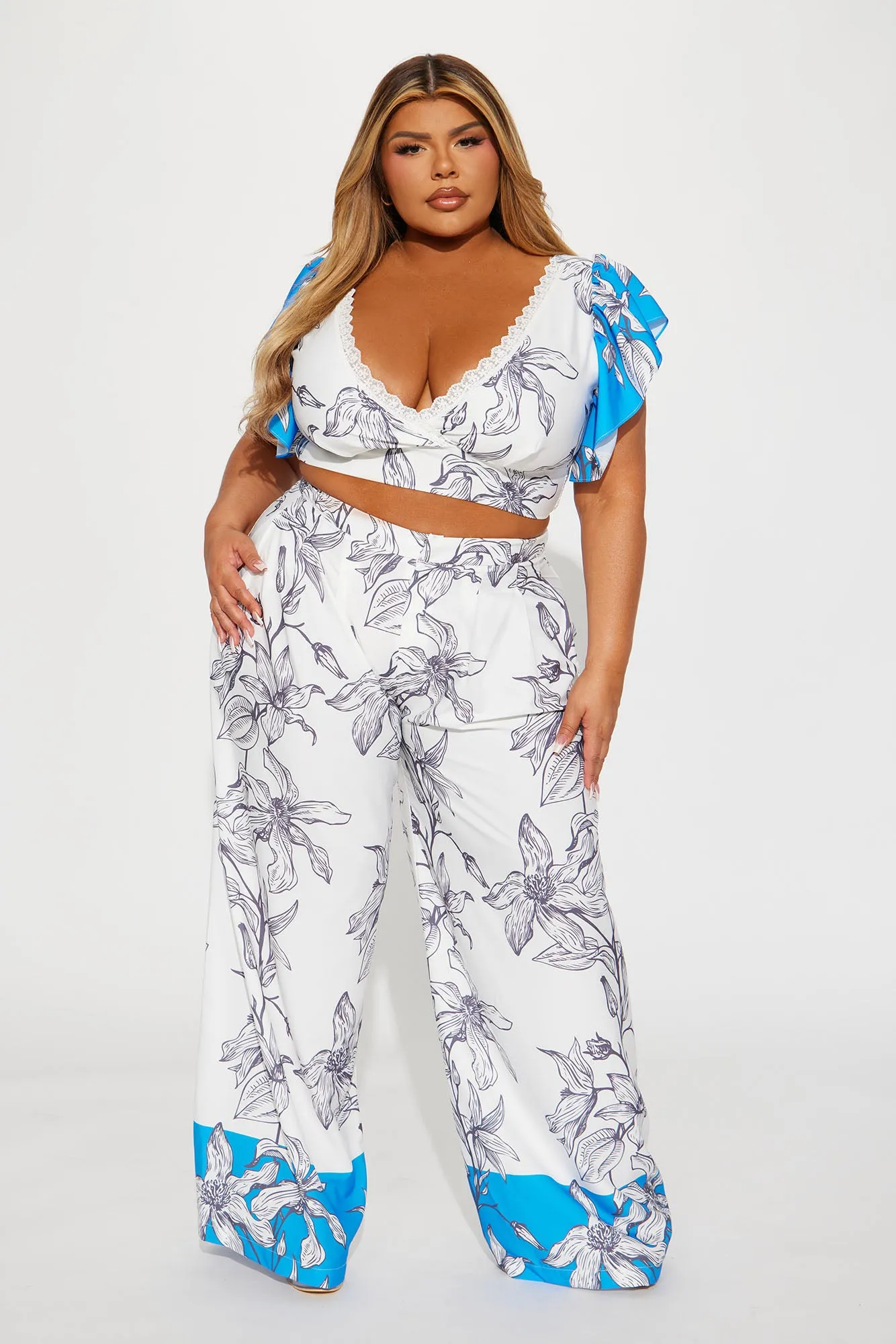 My Fav Vacation Pant Set - White/combo