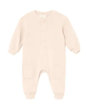 MY LITTLE COZMO MANIFESTO n°1 Baby Soft Knit Jumpsuit Sleeper in Stone