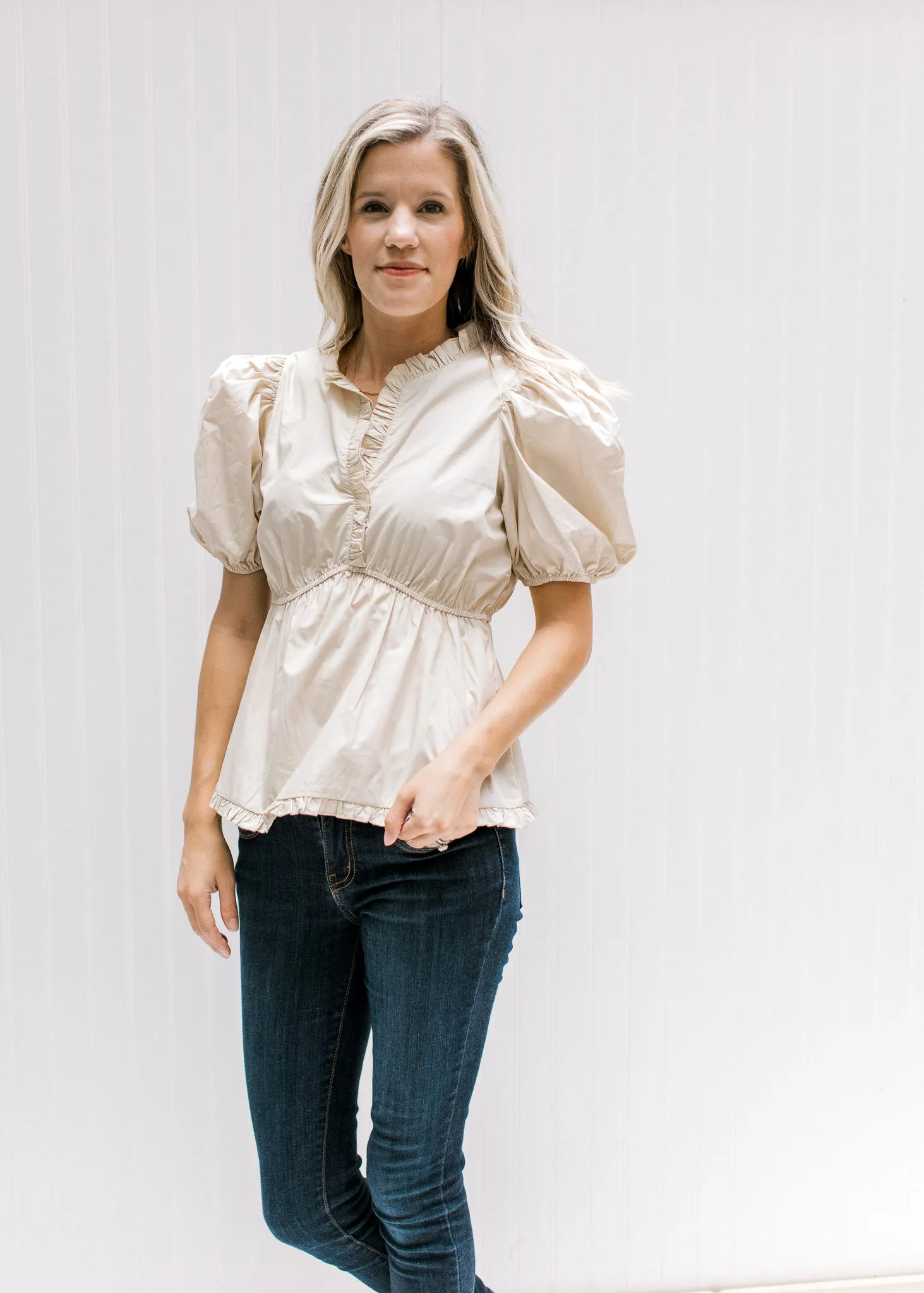 Natural Ruffle Blouse