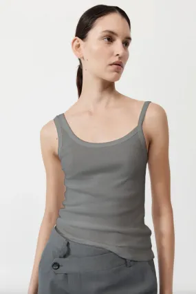 Organic Cotton Asymmetric Tank - Pewter Grey