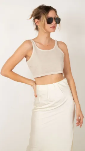 Oversized Crop Tank - Khaki