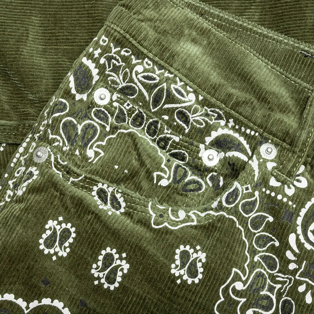 P001 - Olive Corduroy Bandana Print