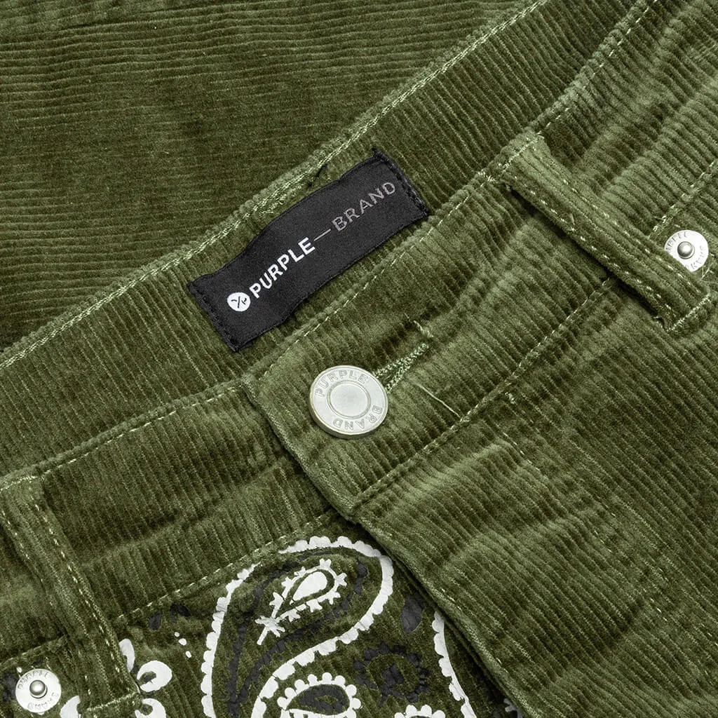 P001 - Olive Corduroy Bandana Print