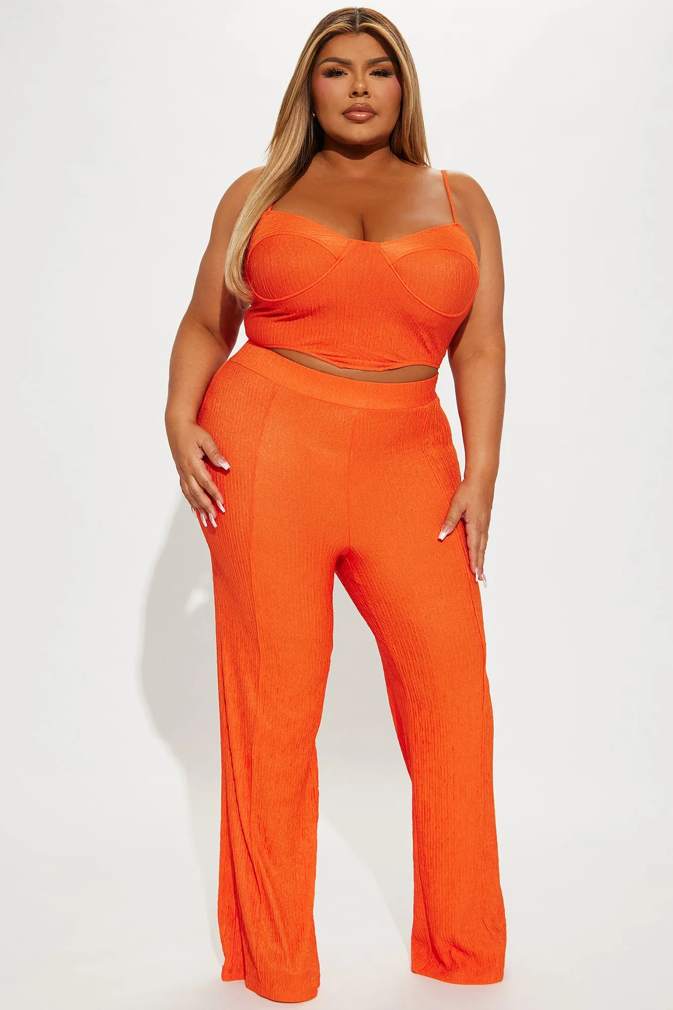 Rosabel Textured Pant Set  - Orange