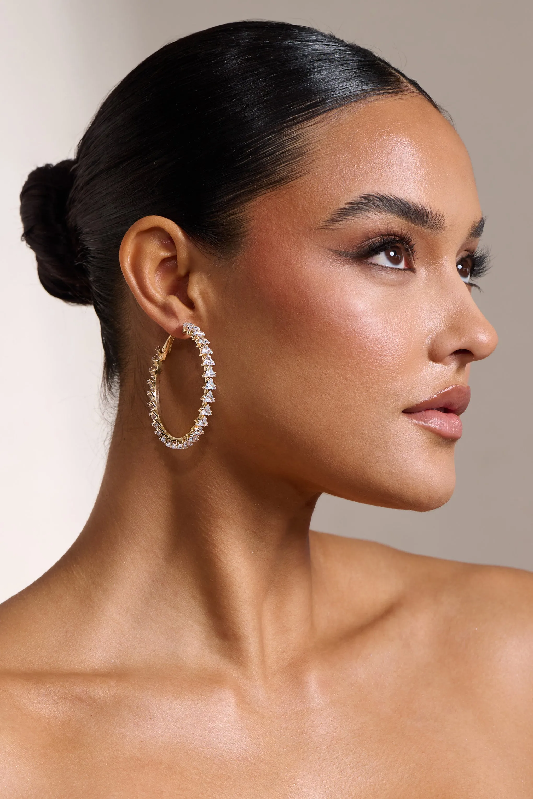 Sarah | Gold Diamante Hoop Earrings