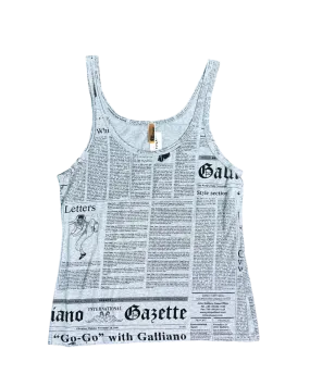 Size XXL - John Galliano Grey Newspaper Singlet Top