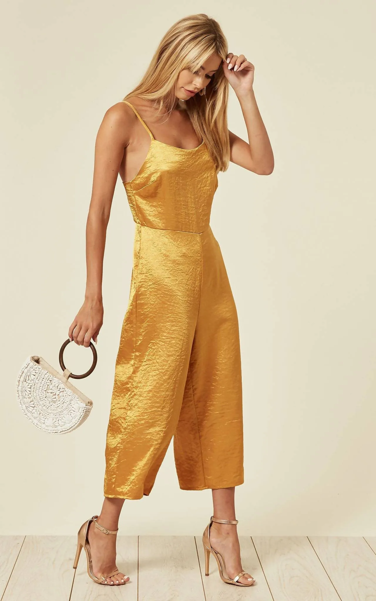 Slaytwins Celia Satin Strappy Culotte Jumpsuit