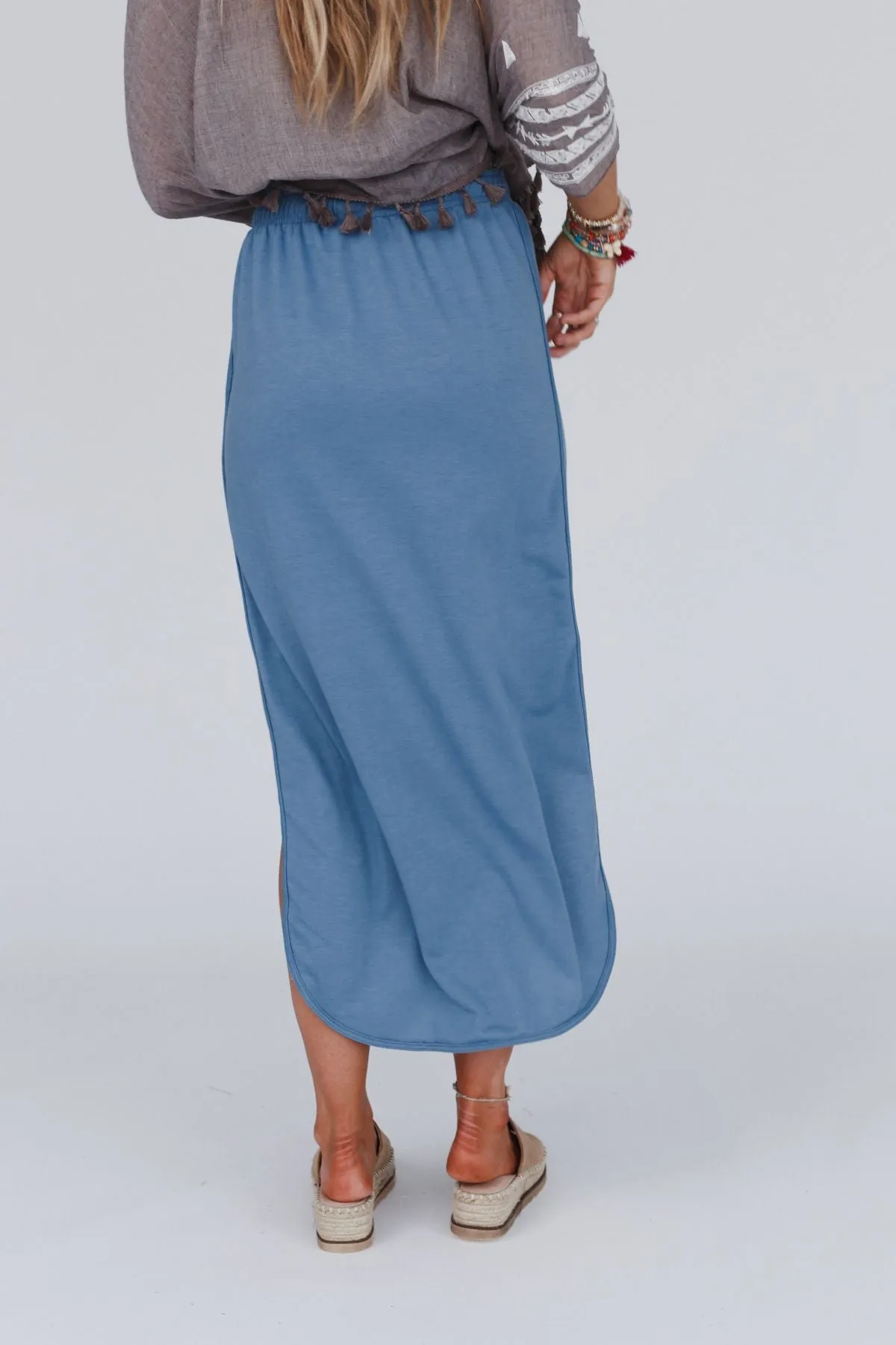 So Comfy Drawstring Maxi Skirt - Gunmetal