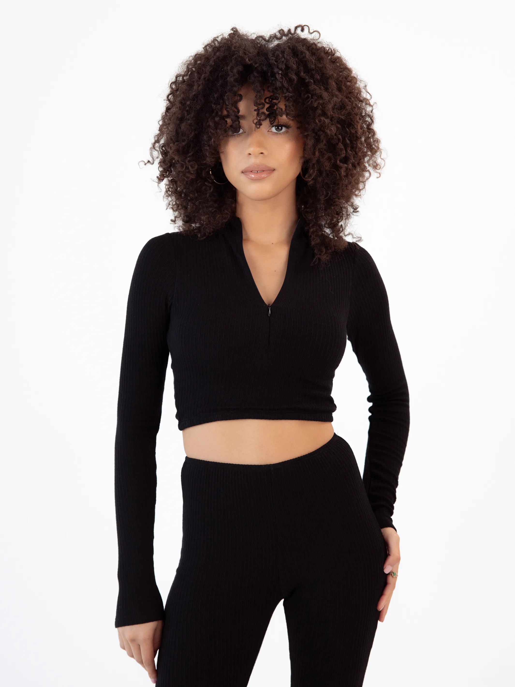 Soft Ribbed Long Sleeve Half Zip Brami