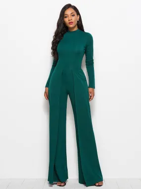 Sunset and Swim Long Sleeve Mock Neck Wide Leg Jumpsuit