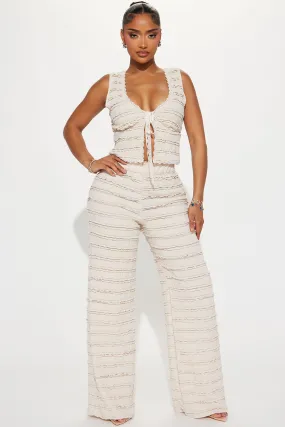 Sweet Embrace Textured Pant Set - Nude