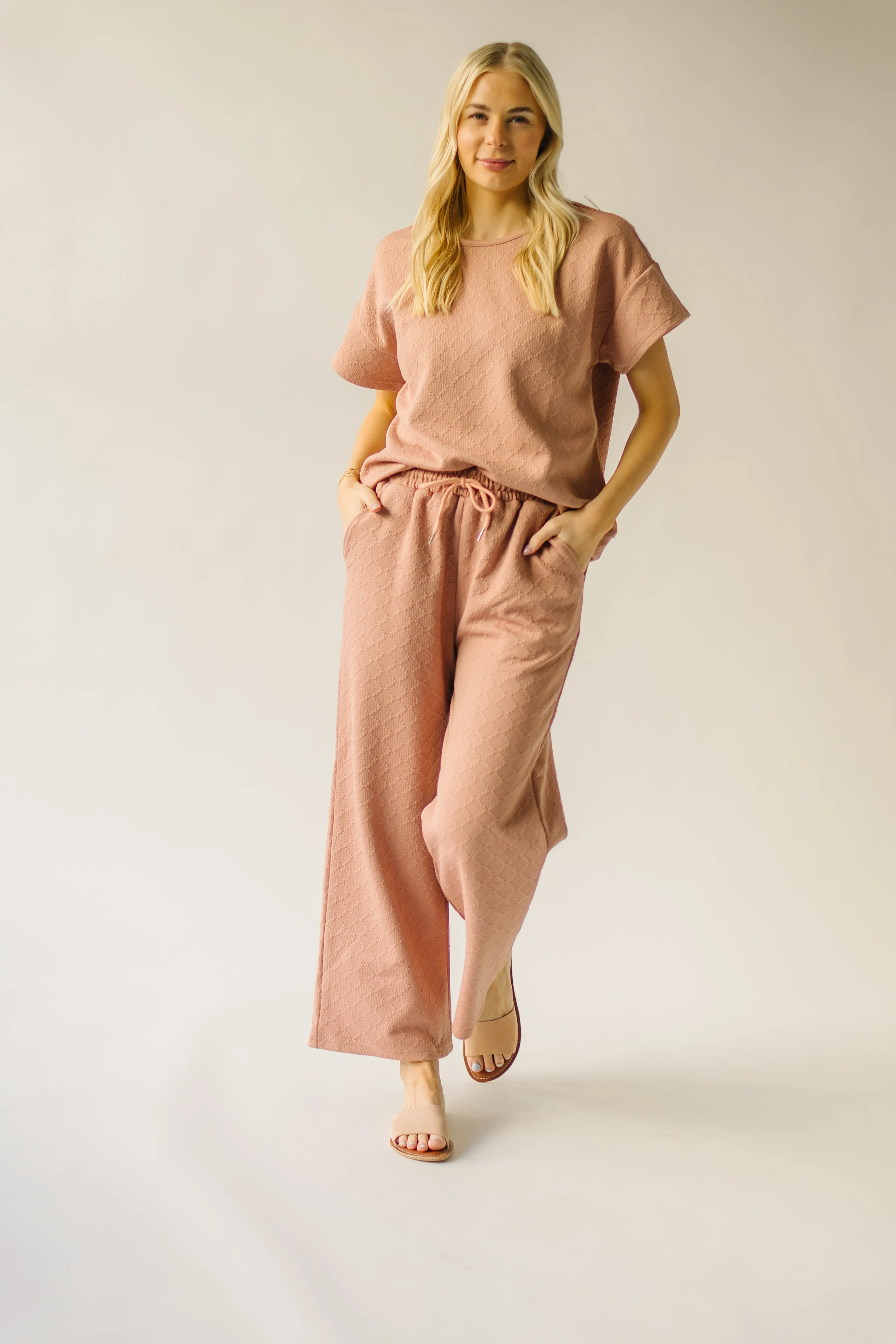 The Flockhart Textured Pant in Dusty Pink