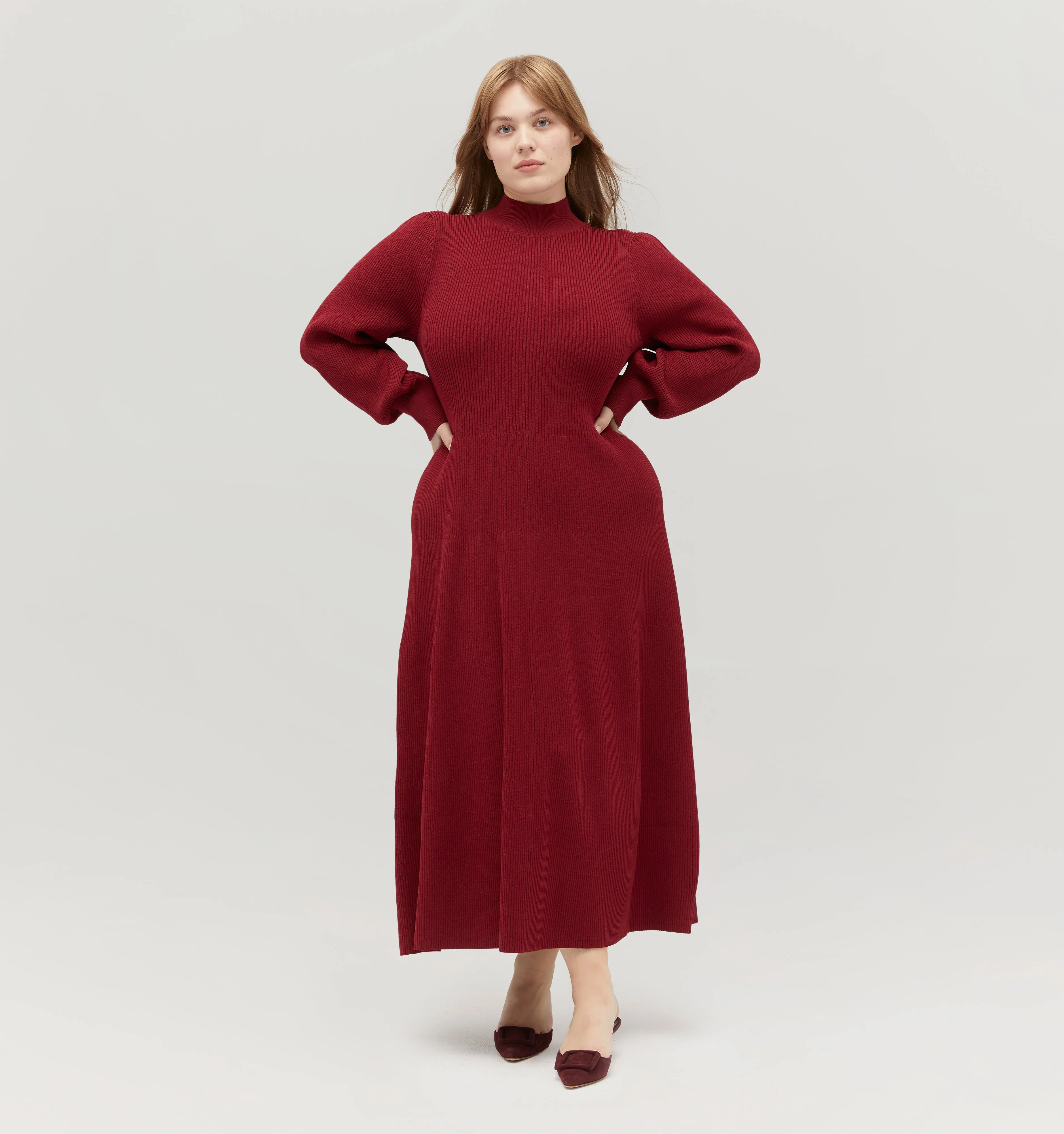 The Persephone Dress - Dark Cherry Rib Knit