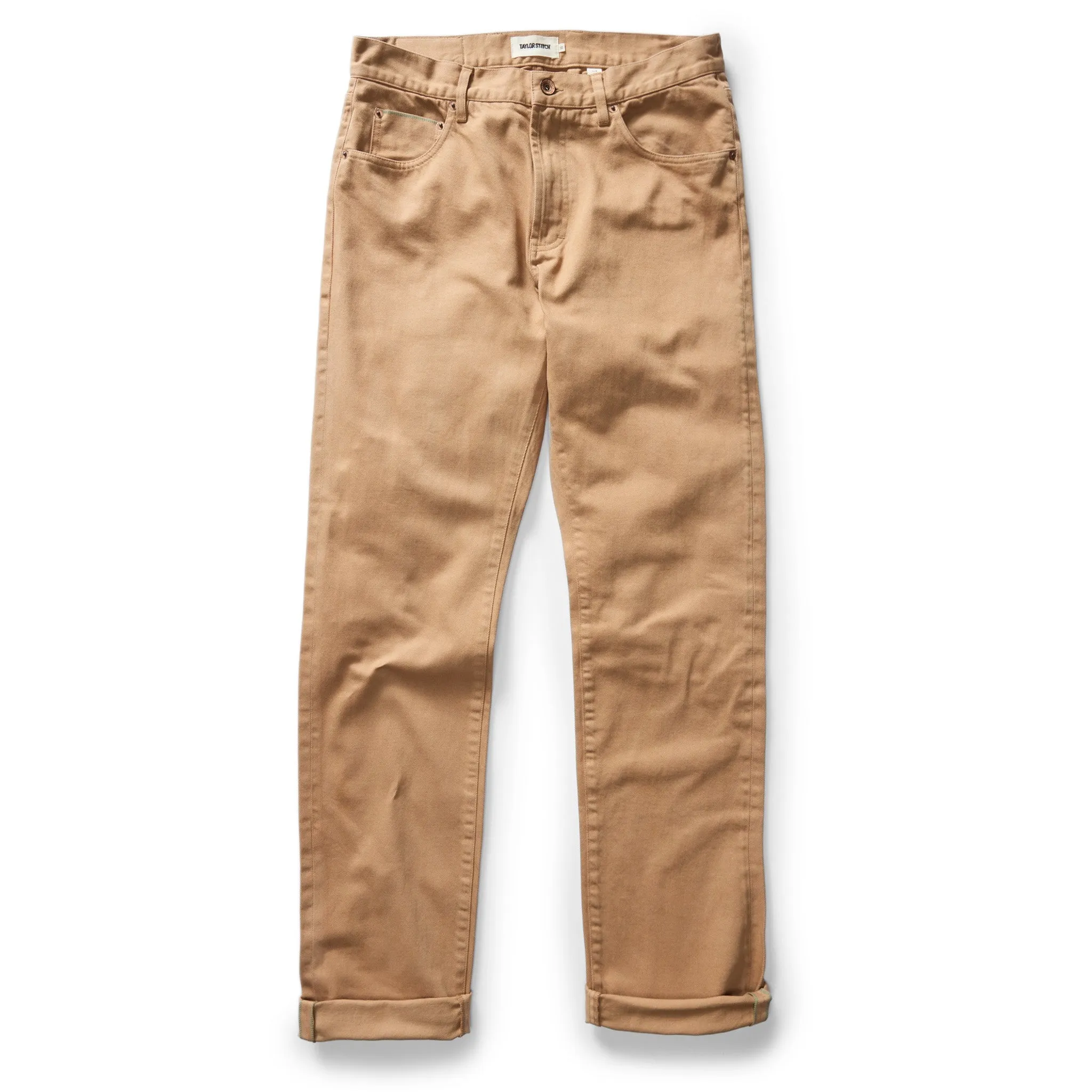 The Slim All Day Pant in Tobacco Selvage Denim