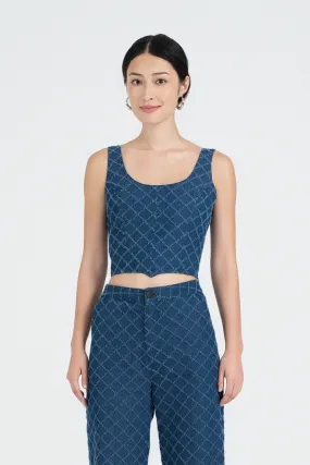 Vera Embossed Denim Crop Top