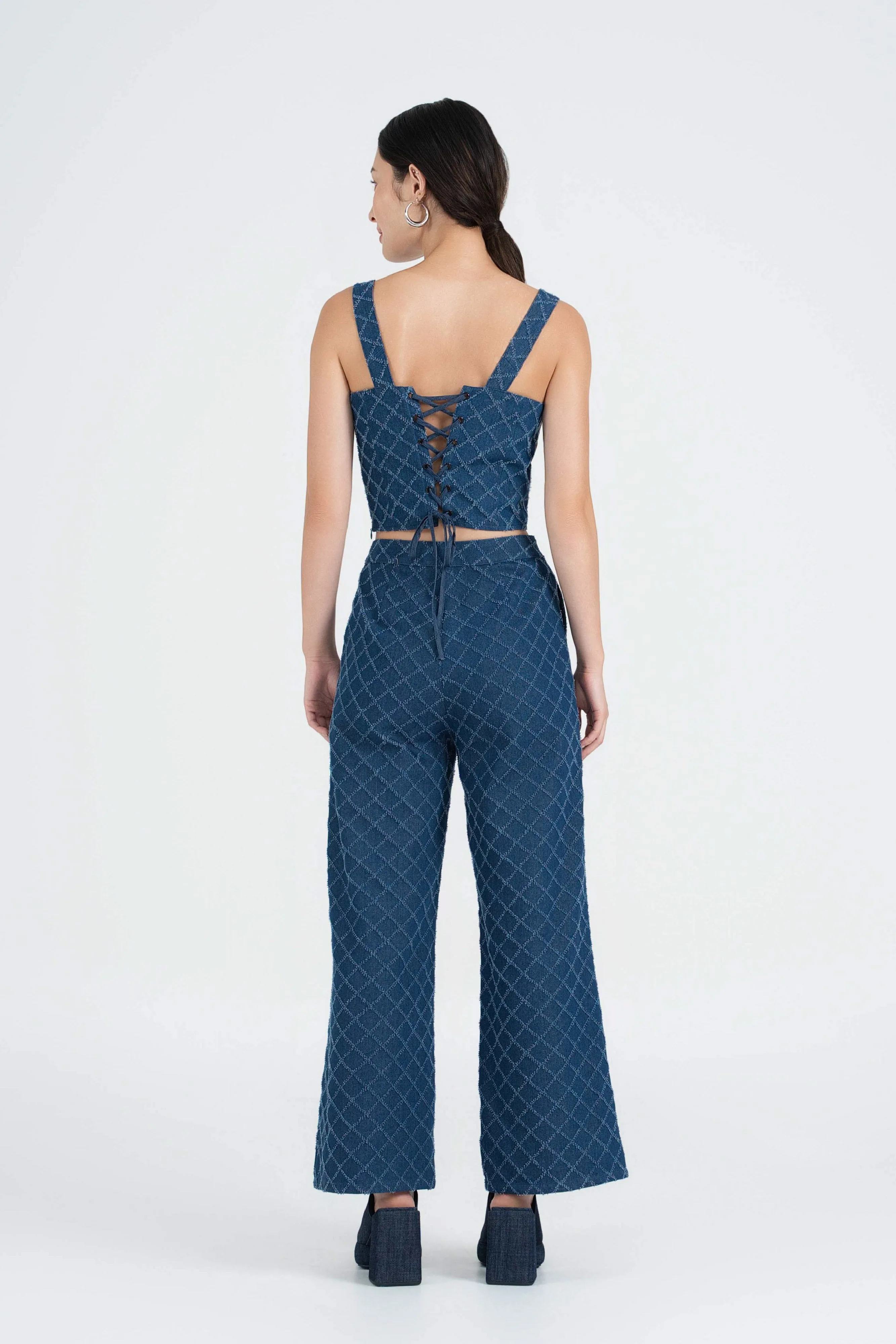 Vera Embossed Denim Crop Top