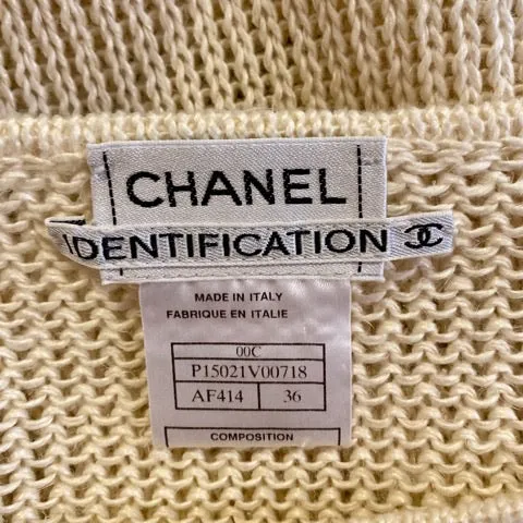 Vintage 00C Chanel Identification beige 2 piece sweater twinset FR 36 US 4