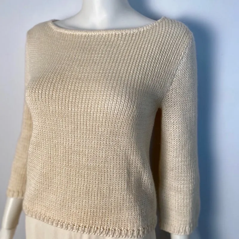 Vintage 00C Chanel Identification beige 2 piece sweater twinset FR 36 US 4