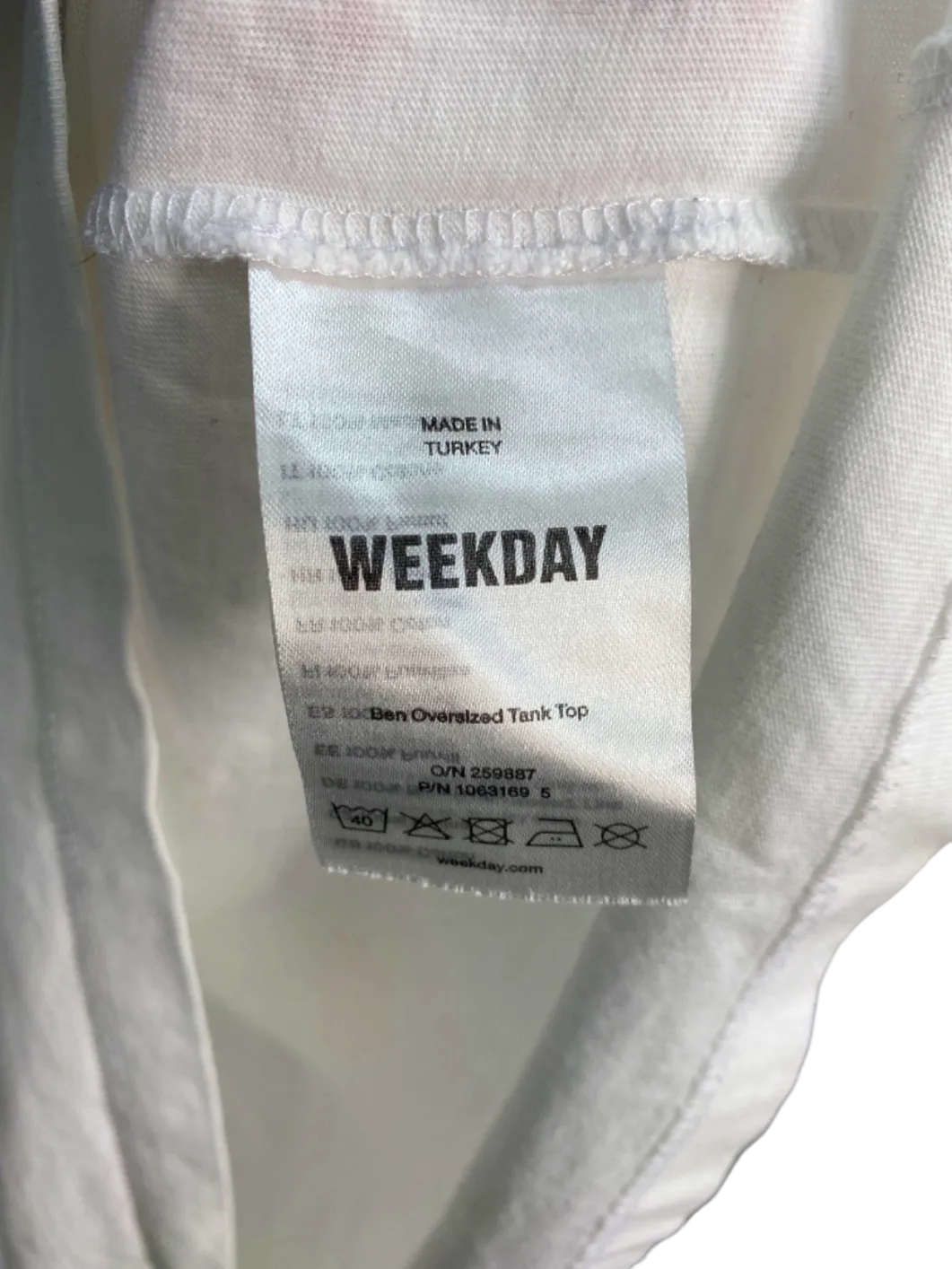 Weekday White Oversized Tank Top UK Large