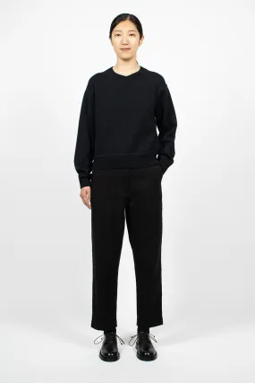 Worn Linen Cotton Drill Trouser Black