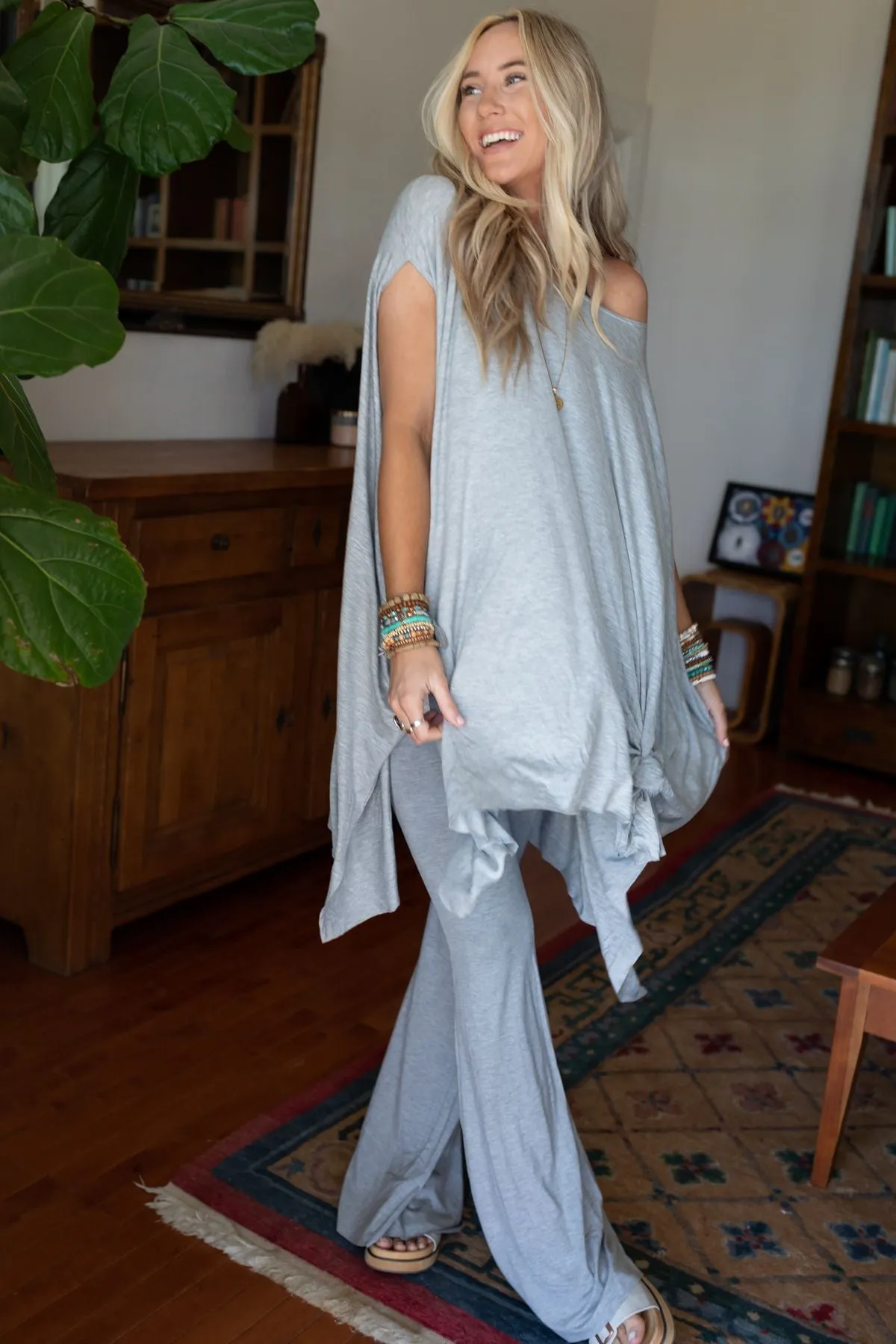 Wren Tunic and Cher Flare Set - Heather Gray