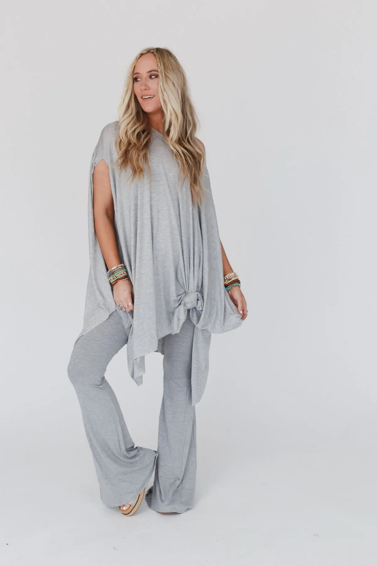 Wren Tunic and Cher Flare Set - Heather Gray