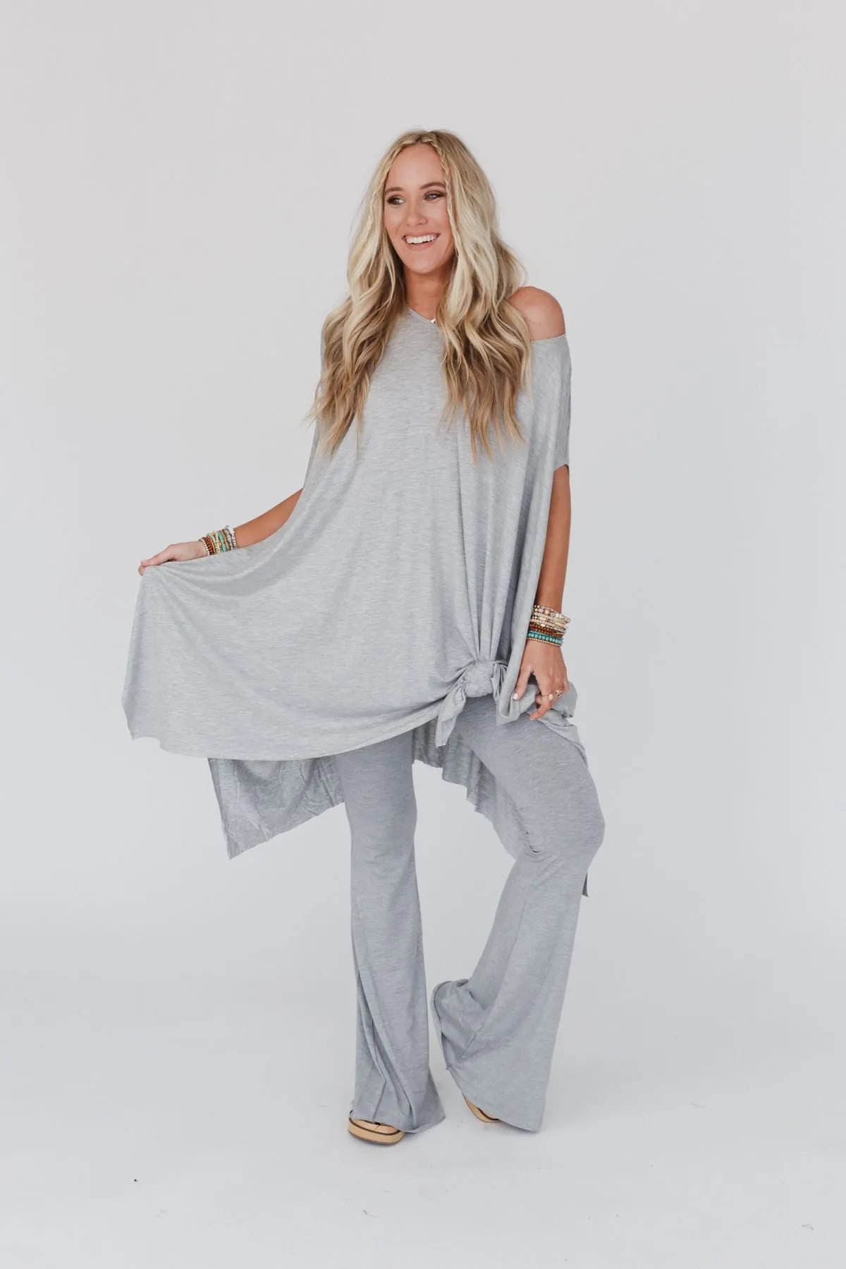 Wren Tunic and Cher Flare Set - Heather Gray