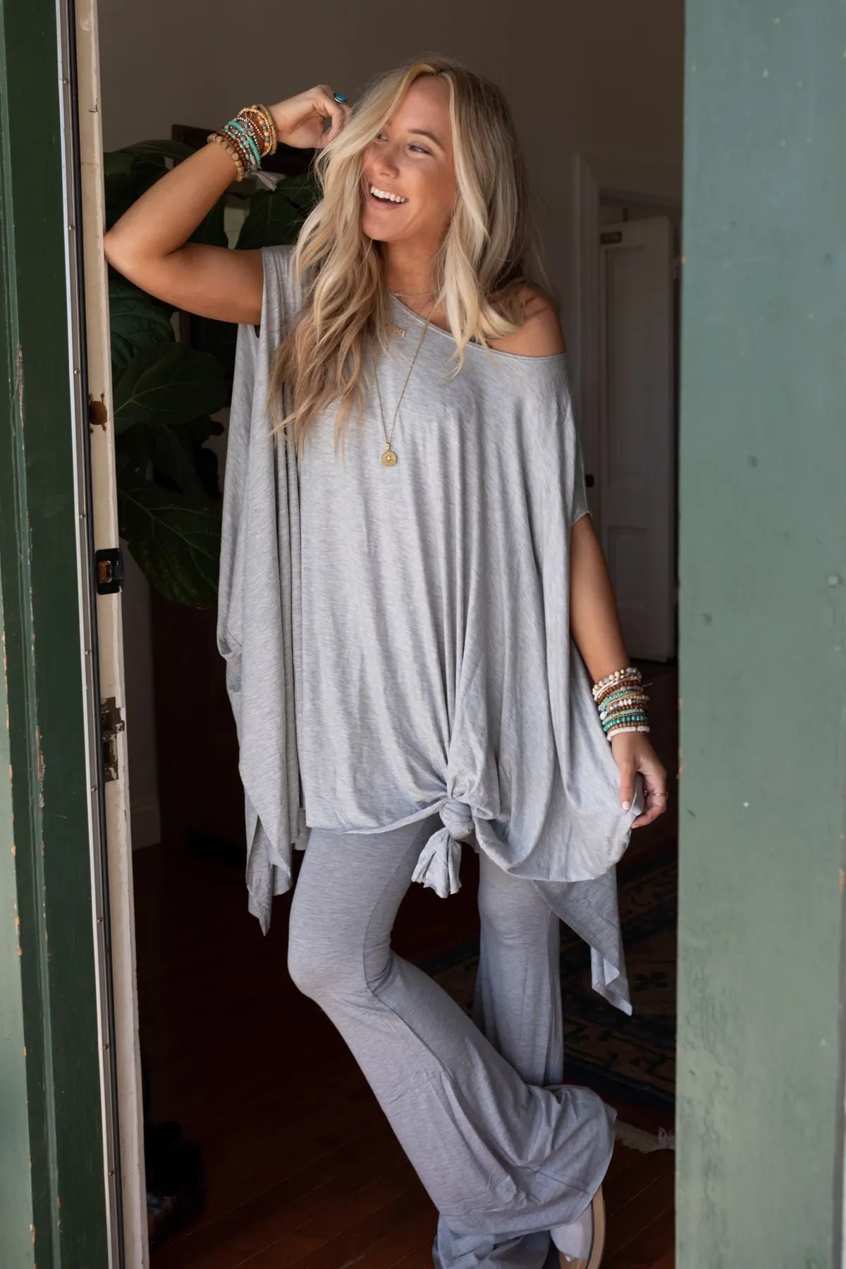 Wren Tunic and Cher Flare Set - Heather Gray